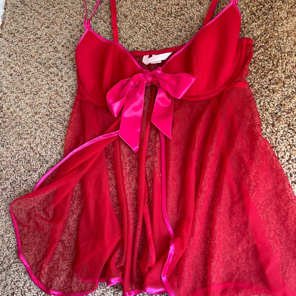 Vintage Victoria’s Secret Babydoll Top Bow Tie L EUC Sabrina Carpenter Outfit